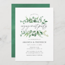 ウオーターカラーユーカリプスグリーン婚約パーティ 招待状