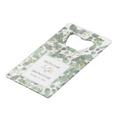 ウオーターカラーユーカリプスグリーン結婚式の引き出物 クレジットカード栓抜き (正面アングル)