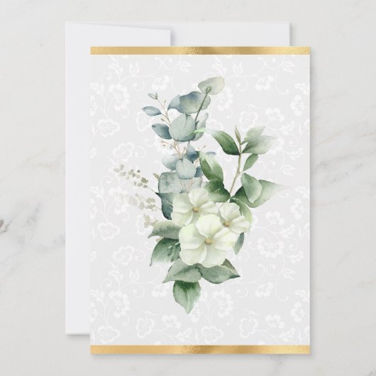 ウオーターカラーユーカリプスグリーン誕生日 招待状 (裏面)