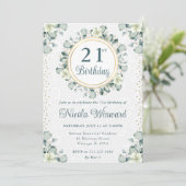 ウオーターカラーユーカリプスグリーン誕生日 招待状 (スタンド正面)