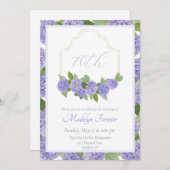 ウオーターカラーラベンダーアジサイ70誕生日 招待状 (正面/裏面)