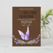 ウオーターカラーラベンダーバタフ結婚ィーズ 招待状 (スタンド正面)