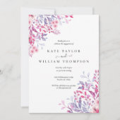 ウオーターカラーラベンダーワイルドフラワーズ婚約パーティ 招待状 (正面)