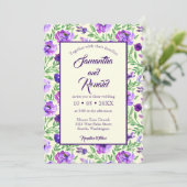 ウオーターカラーラベンダー花ボタニカル結婚ズ 招待状 (スタンド正面)