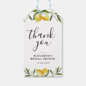 ウオーターカラーレモン緑ブライダルシャワー ギフトタグ (正面)