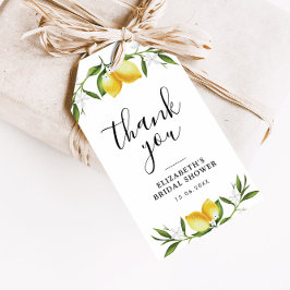 ウオーターカラーレモン緑ブライダルシャワー ギフトタグ