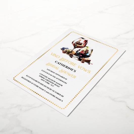 ウオーターカラーワイン試飲ペアリングブドウ園金ゴールド 箔招待状 (回転した状態)