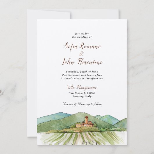 ウオーターカラーヴィネヤードナパソノマカリフォルニア 招待状 (正面)