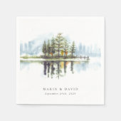 ウオーターカラー素朴ウッドラ結婚ンドレイク スタンダードカクテルナプキン (正面)