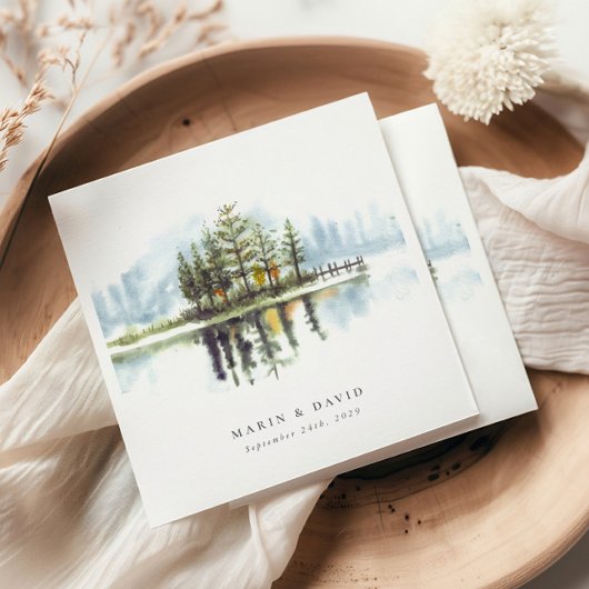 ウオーターカラー素朴ウッドラ結婚ンドレイク スタンダードカクテルナプキン