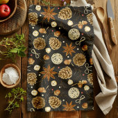 ウオ素朴ーターカラーウッドランドパインコーン秋 キッチンタオル