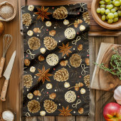 ウオ素朴ーターカラーウッドランドパインコーン秋 キッチンタオル