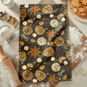 ウオ素朴ーターカラーウッドランドパインコーン秋 キッチンタオル