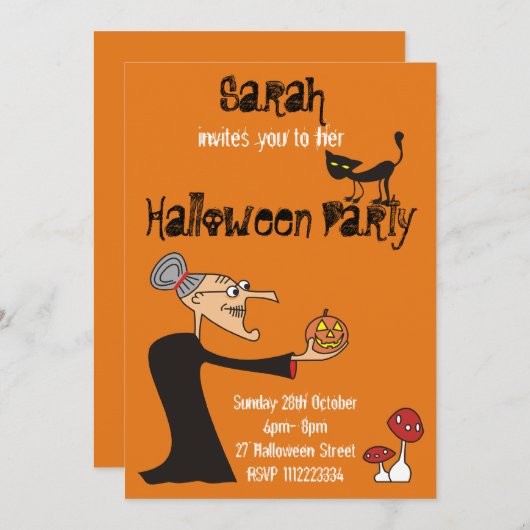 ウカスタムィッチハローウィンパーティ招待状 招待状 (正面/裏面)