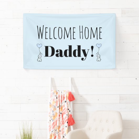 ウカスタムェルカムホームブルーキュートパーソナライズされたバナー 横断幕 (インサイチュ)