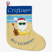 ウカuleleサンタクロースのクリスマスストック ラージクリスマスストッキング (正面)