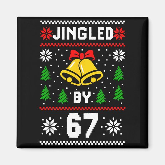 ウガイクリスマス67の面白いデザイン 6と7 手 マグネット (正面)