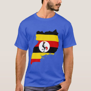 ウガンダの旗の地図 Tシャツ