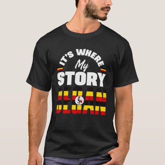 ウガンダウガンダ国旗Its Where My Story Beg Tシャツ (正面)