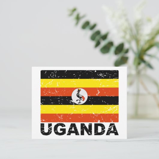 ウガンダヴィンテージ国旗 ポストカード (スタンド正面)