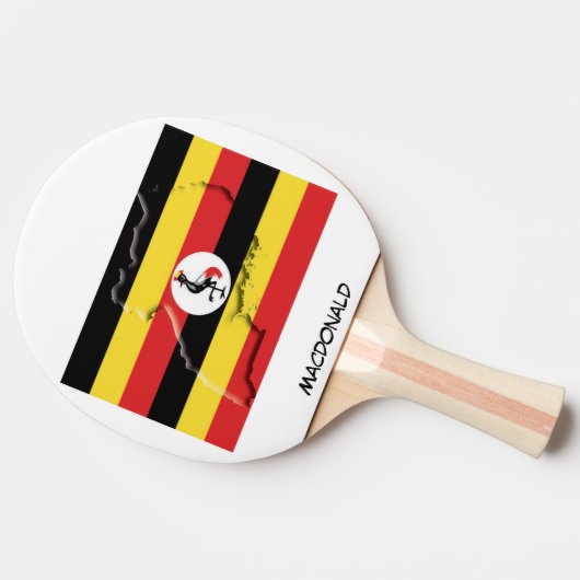 ウガンダ国旗と地図パーソナライズされた 卓球ラケット (横)