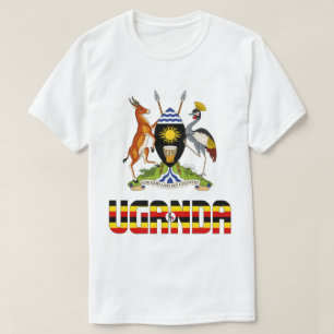 ウガンダ国旗と愛国のコート Tシャツ