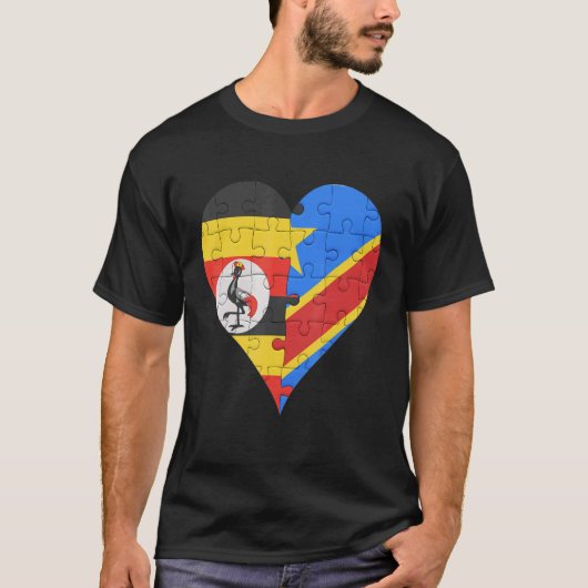 ウガンダ国旗のハート Tシャツ (正面)