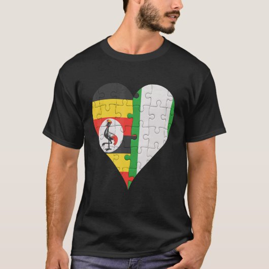 ウガンダ国旗のハート Tシャツ (正面)