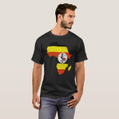ウガンダ国旗アフリカ大陸シルエットギフト Tシャツ (正面フル)