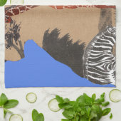 ウガンダ野生動物地図アートプリント キッチンタオル (折り畳み)