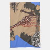 ウガンダ野生動物地図アートプリント キッチンタオル (縦)