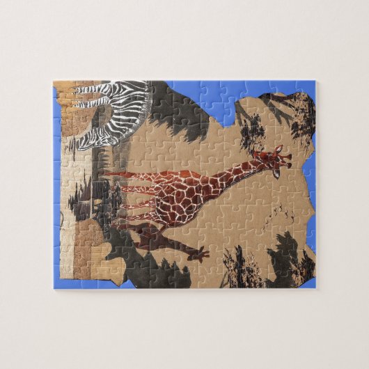 ウガンダ野生動物地図アートプリント ジグソーパズル (横)