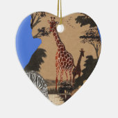 ウガンダ野生動物地図アートプリント セラミックオーナメント (右)