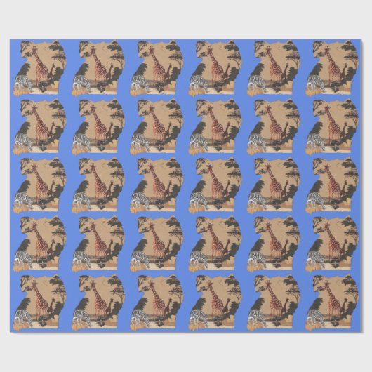 ウガンダ野生動物地図アートプリント ラッピングペーパー (フラット)