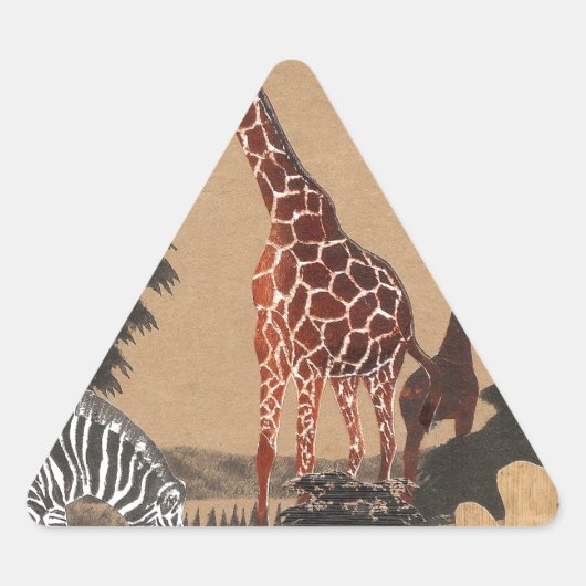 ウガンダ野生動物地図アートプリント 三角形シール (正面)