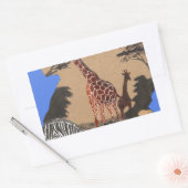 ウガンダ野生動物地図アートプリント 長方形シール (封筒)