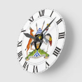 ウガンダ・コート・オブ・アームズ ラウンド壁時計 (傾斜)