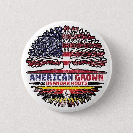 ウガンダUSアメリカ合衆国アメリカ統一された州ツリー 缶バッジ (正面)