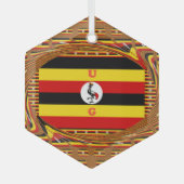 ウガ鮮やかンダ国旗インスパイアー ガラスオーナメント (正面)