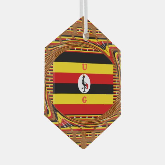 ウガ鮮やかンダ国旗インスパイアー ガラスオーナメント (正面右)