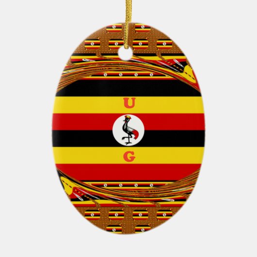 ウガ鮮やかンダ国旗インスパイアー セラミックオーナメント (正面)