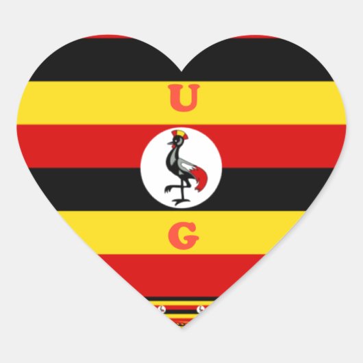 ウガ鮮やかンダ国旗インスパイアー ハートシール (正面)