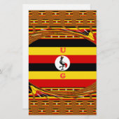 ウガ鮮やかンダ国旗インスパイアー 便箋 (正面/裏面)