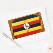 ウガ鮮やかンダ国旗インスパイアー 長方形シール (封筒)