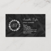 ウクエレガントサンダイヤモンドリングや輪グリッターブラックシルク 名刺 (裏面)