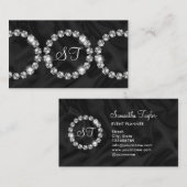 ウクエレガントサンダイヤモンドリングや輪グリッターブラックシルク 名刺 (正面/裏面)