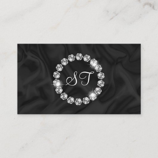 ウクエレガントサンダイヤモンドリングや輪グリッターブラックシルク 名刺 (正面)