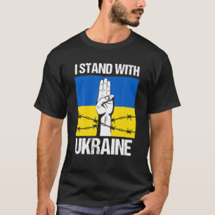 ウクストップライナ国旗の平和と共に戦う Tシャツ