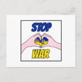 ウクストップラウナブルー黄色ハート戦争の平和 ポストカード (正面)