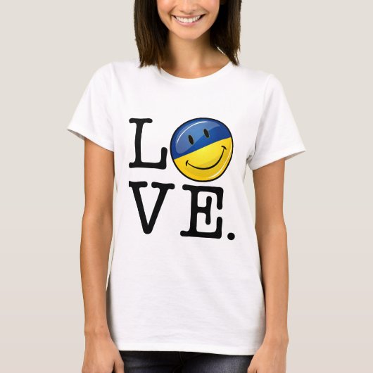 ウクライナからの愛の笑顔の旗 Tシャツ (正面)